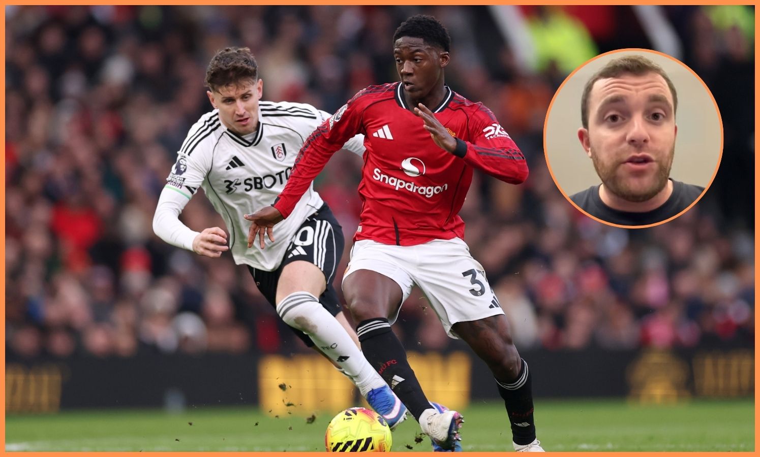 Kobbie Mainoo in action for Man United vs Fulham