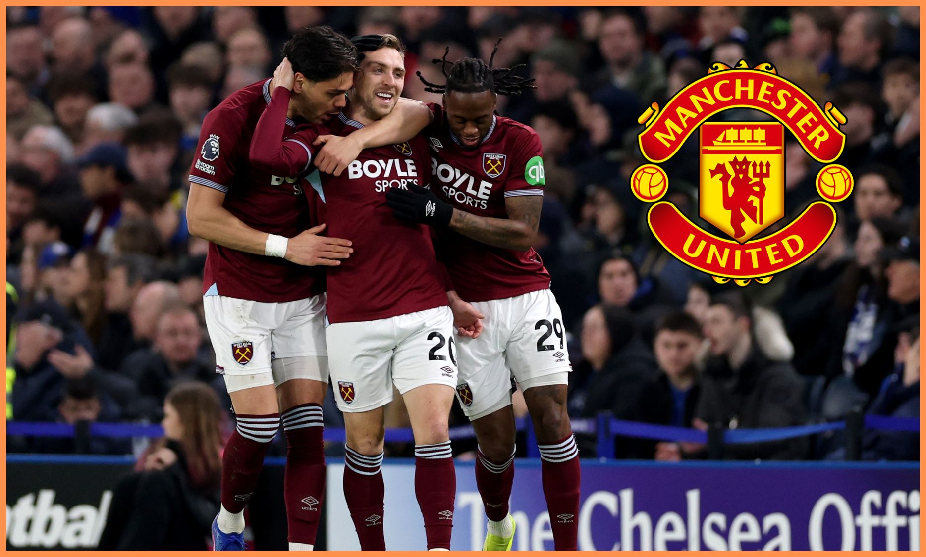 Jarrod Bowen celebrates with his West Ham teammates