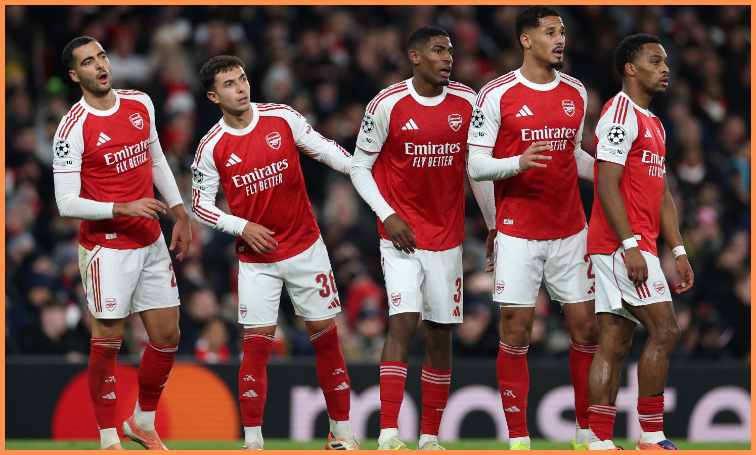Mikel Merino with his Arsenal teammates