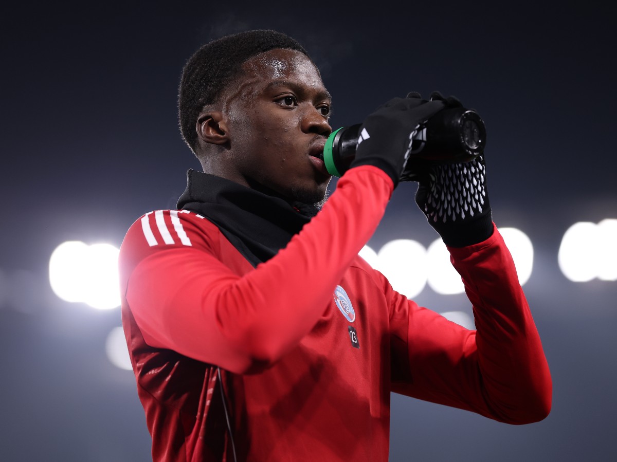 Mamadou Sarr takes a sip of water