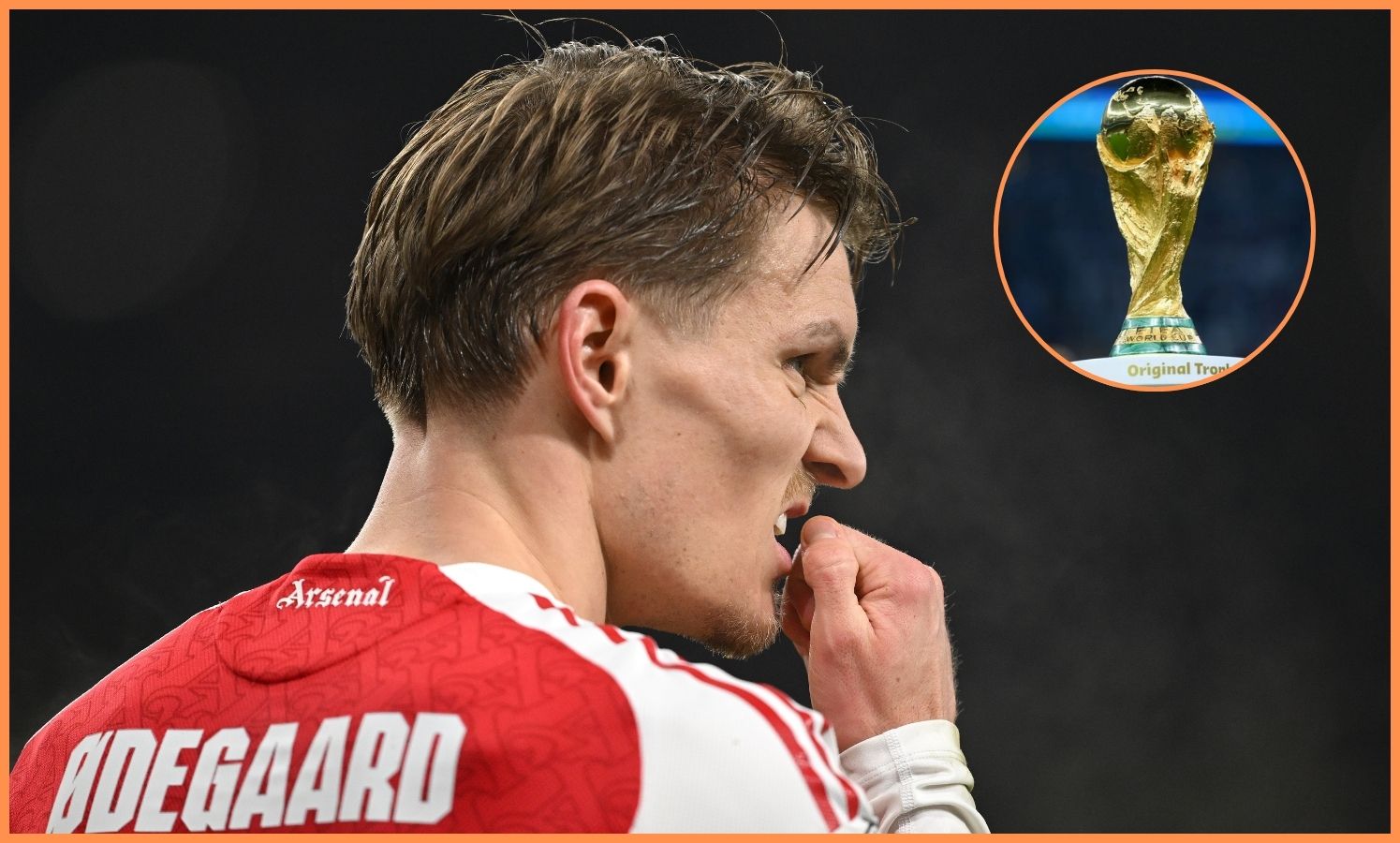 Martin Odegaard and the World Cup trophy