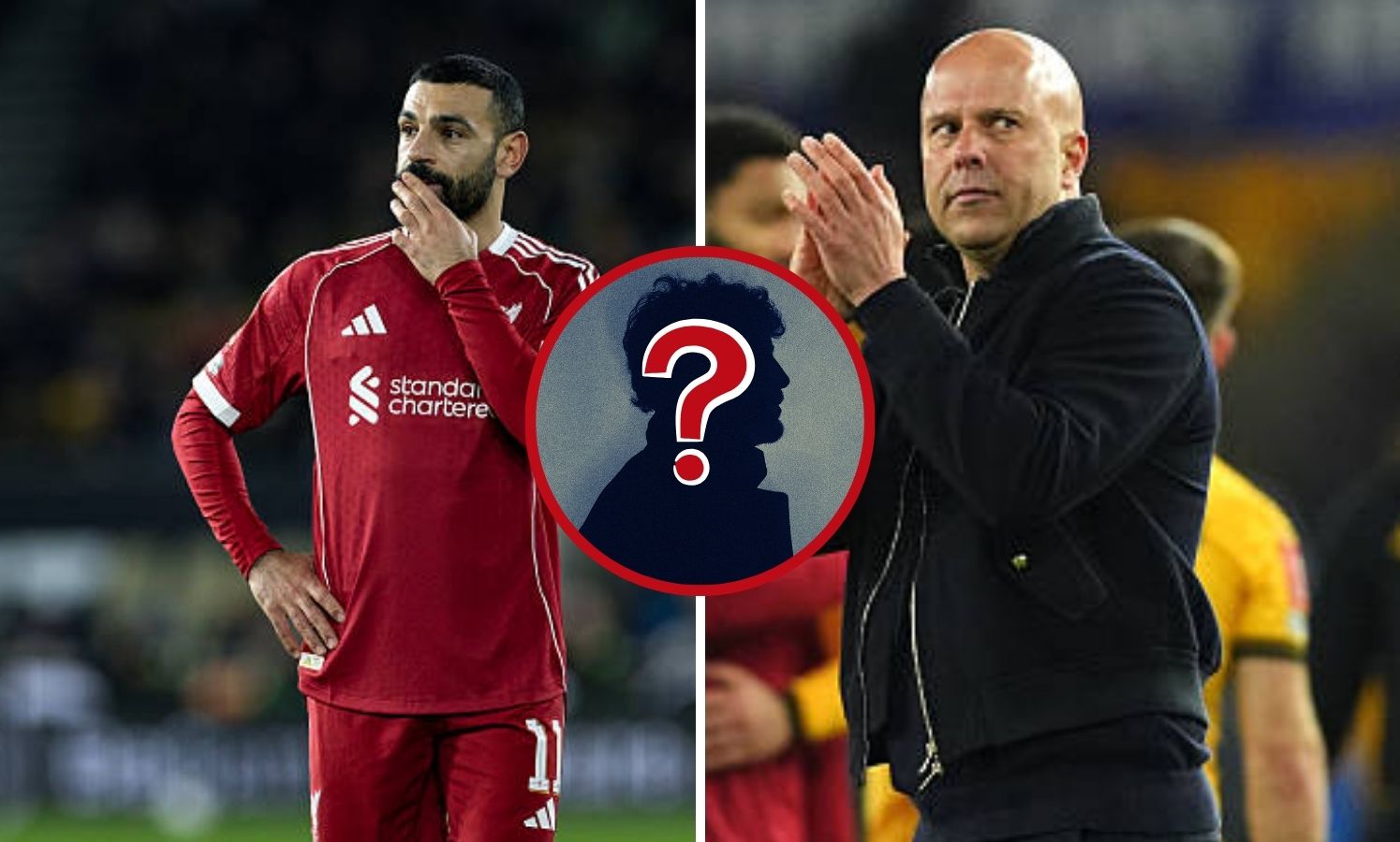 Split image of Mohamed Salah and Arne Slot