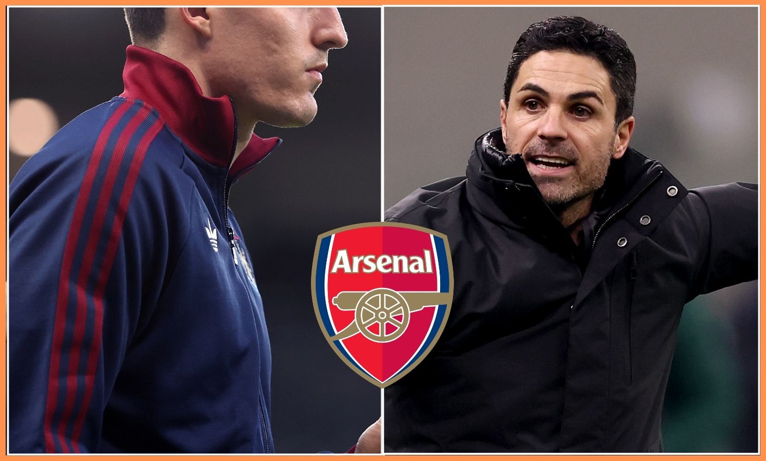 Tino Livramento and Mikel Arteta
