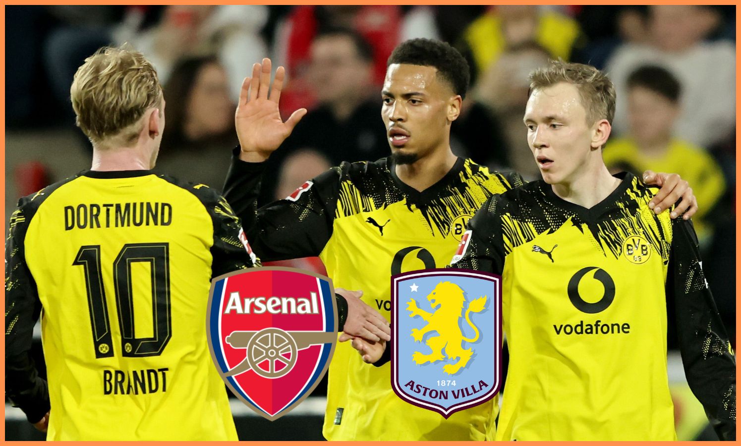Julian Brandt celebrates with his Borussia Dortmund teammates