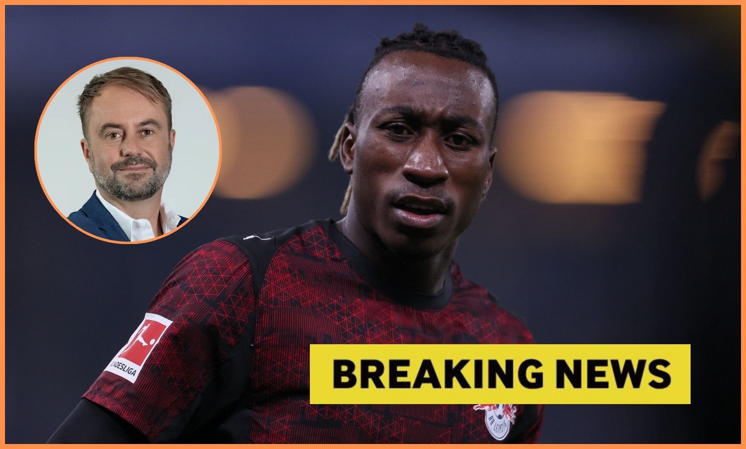 Yan Diomande of RB Leipzig and Christian Falk