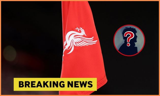 Liverpool FC flag and 'breaking news' banner