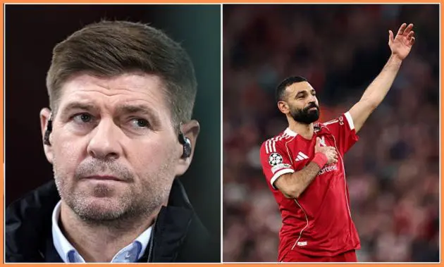 Split image of Steven Gerrard and Mohamed Salah