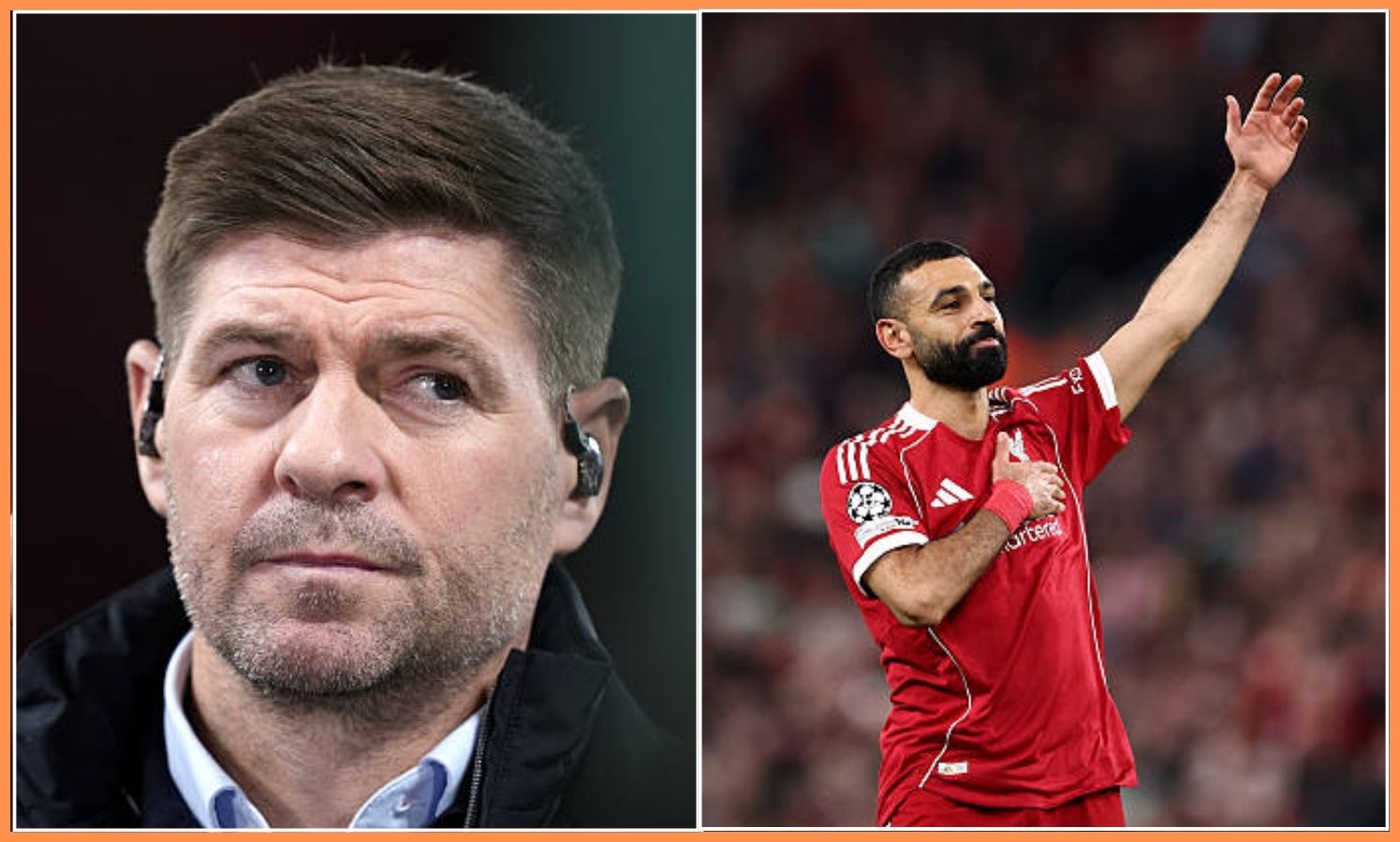 Split image of Steven Gerrard and Mohamed Salah