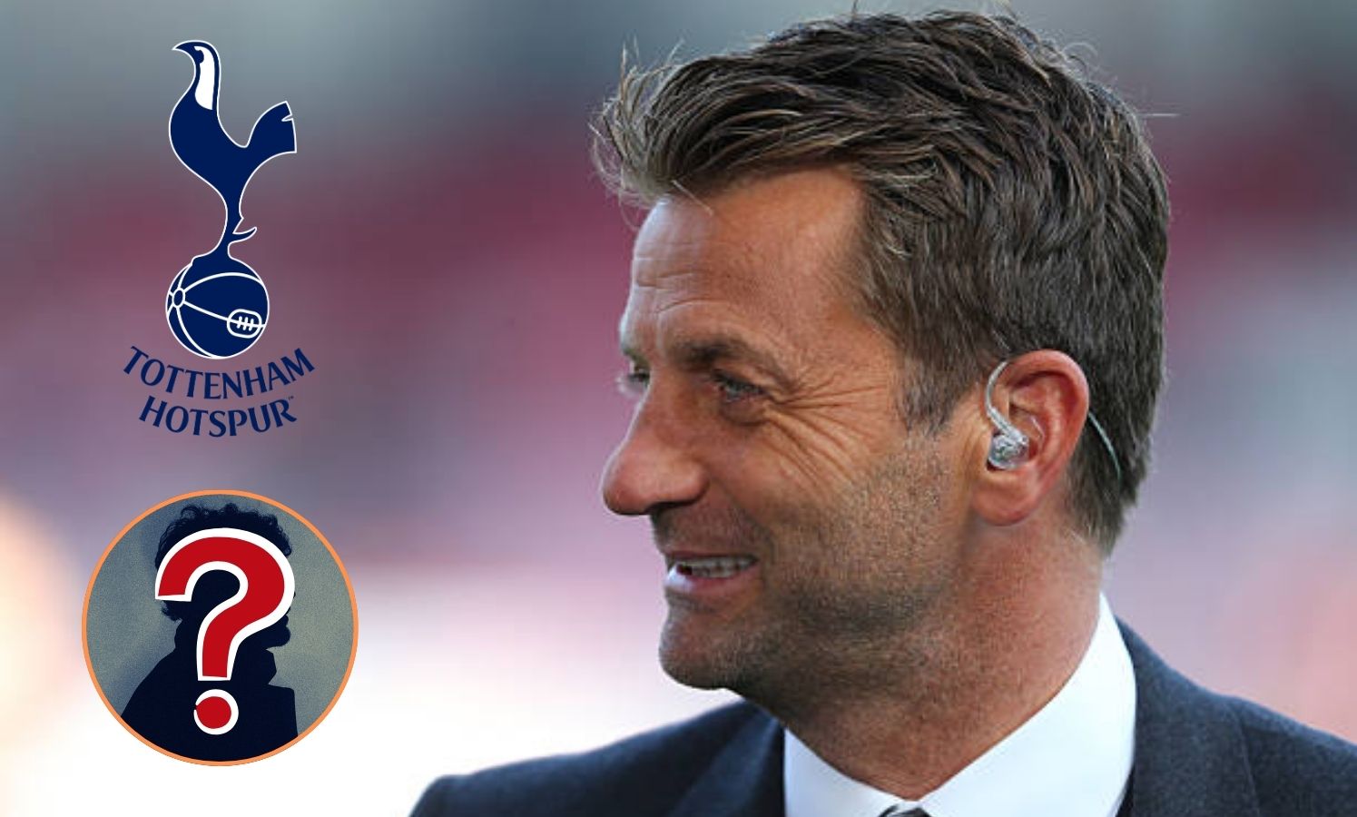 Former Tottenham manager Tim Sherwood with overlay of Spurs logo and mystery man