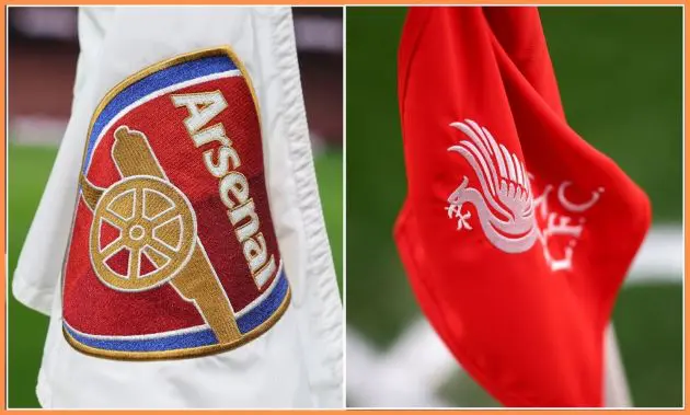 Arsenal and Liverpool flags