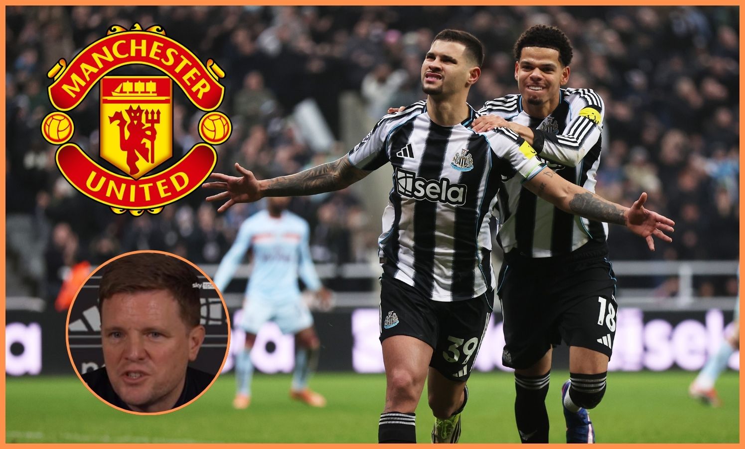 Bruno Guimaraes celebrates a goal for Newcastle
