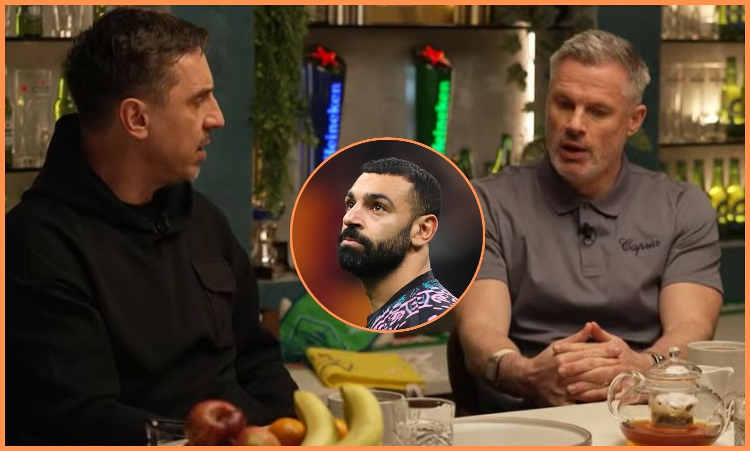 Gary Neville, Jamie Carragher, and Mohamed Salah
