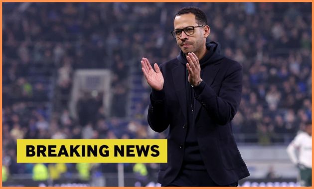 Chelsea manager Liam Rosenior and 'breaking news' banner