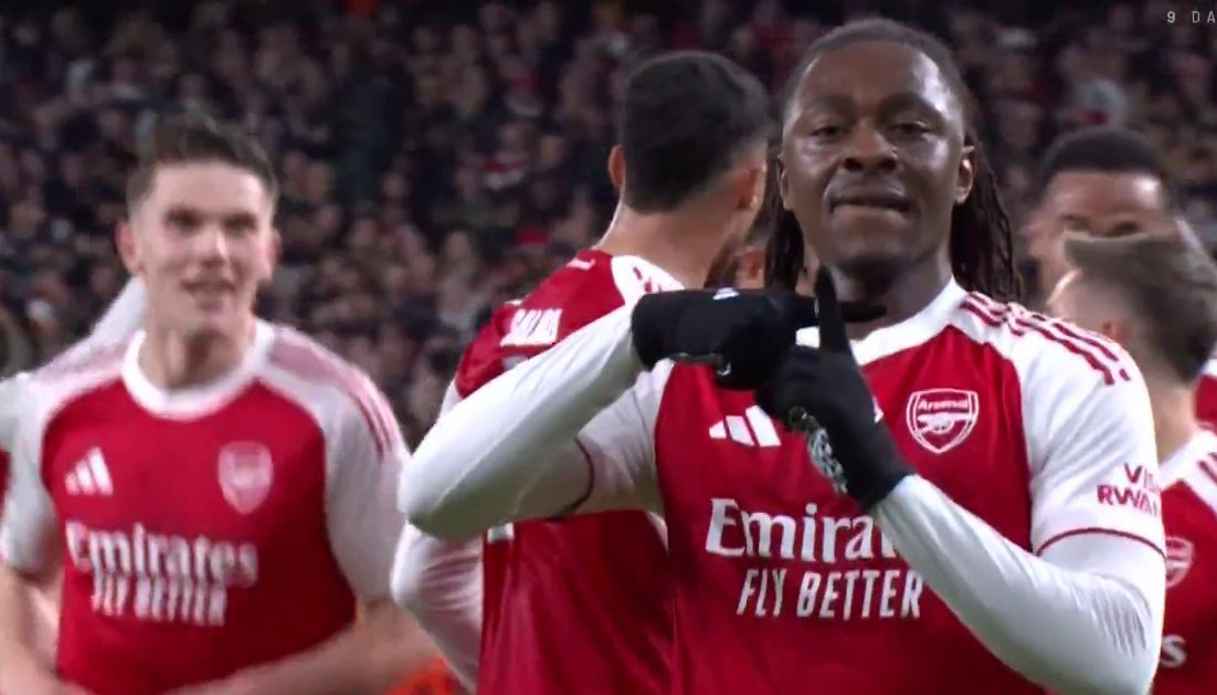 Eberechi Eze celebrating after scoring