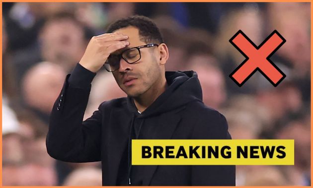 Liam Rosenior and 'breaking news' banner