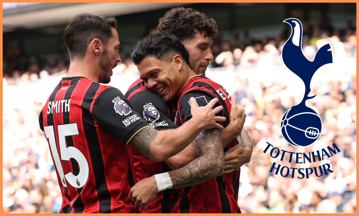 Marcos Senesi celebrates with his Bournemouth teammates
