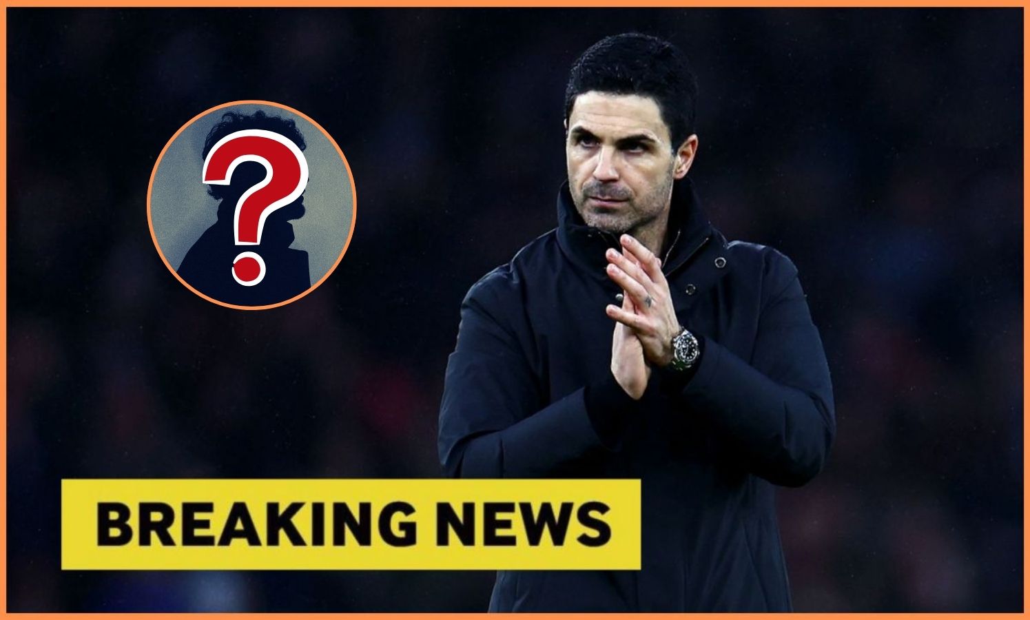 Mikel Arteta with overlay of mystery player
