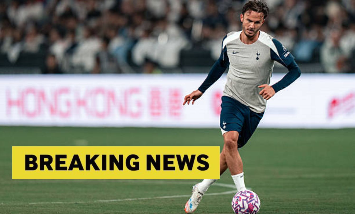 James Maddison in training with overlay of breaking news
