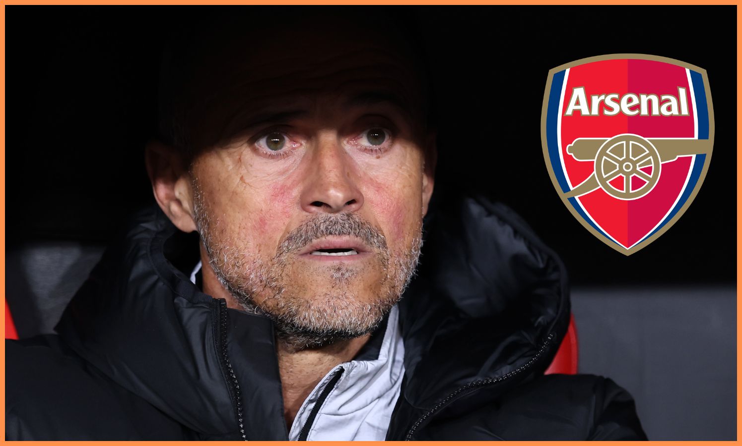 Luis Enrique and the Arsenal FC logo