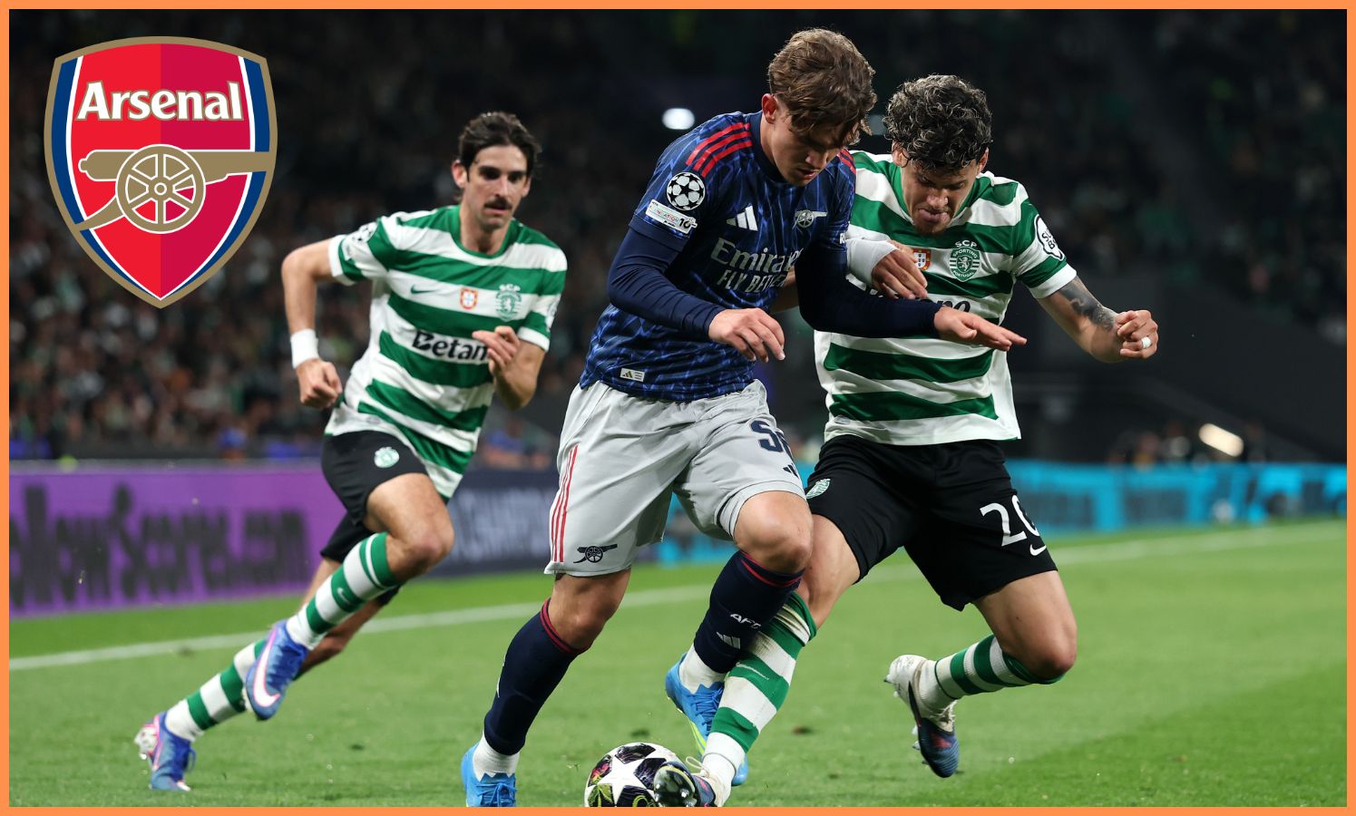 Maxi Araujo in action for Sporting Lisbon against Arsenal