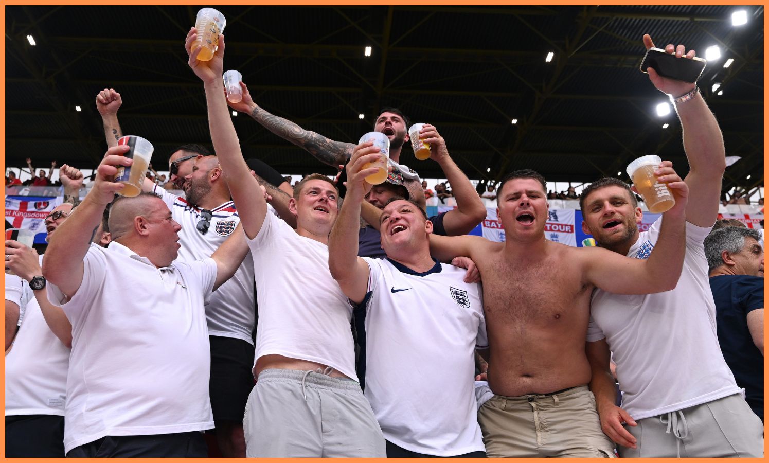 England fans with beers at the Euro 2024 semi-final