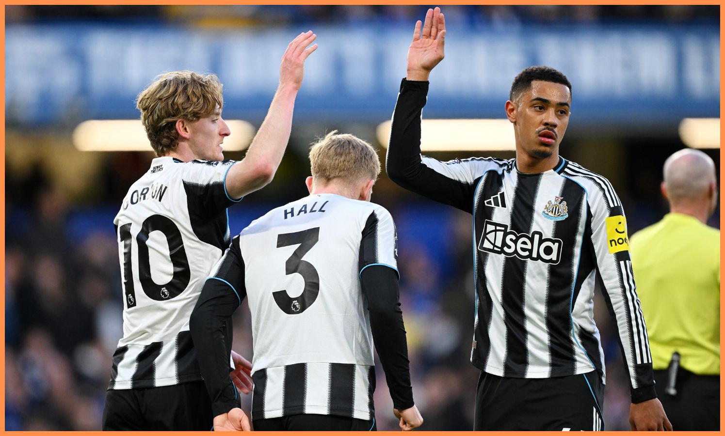 Lewis Hall during Newcastle's win at Chelsea