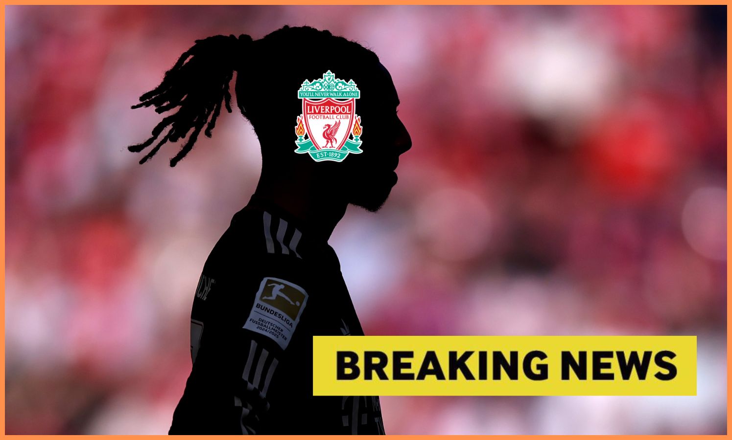 Michael Olise silhouette and breaking news banner