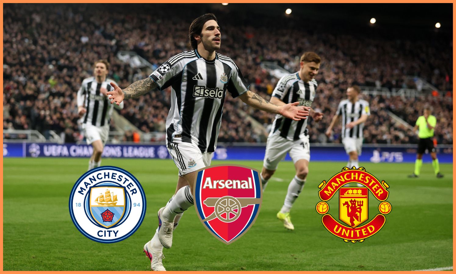 Sandro Tonali celebrates scoring for Newcastle United