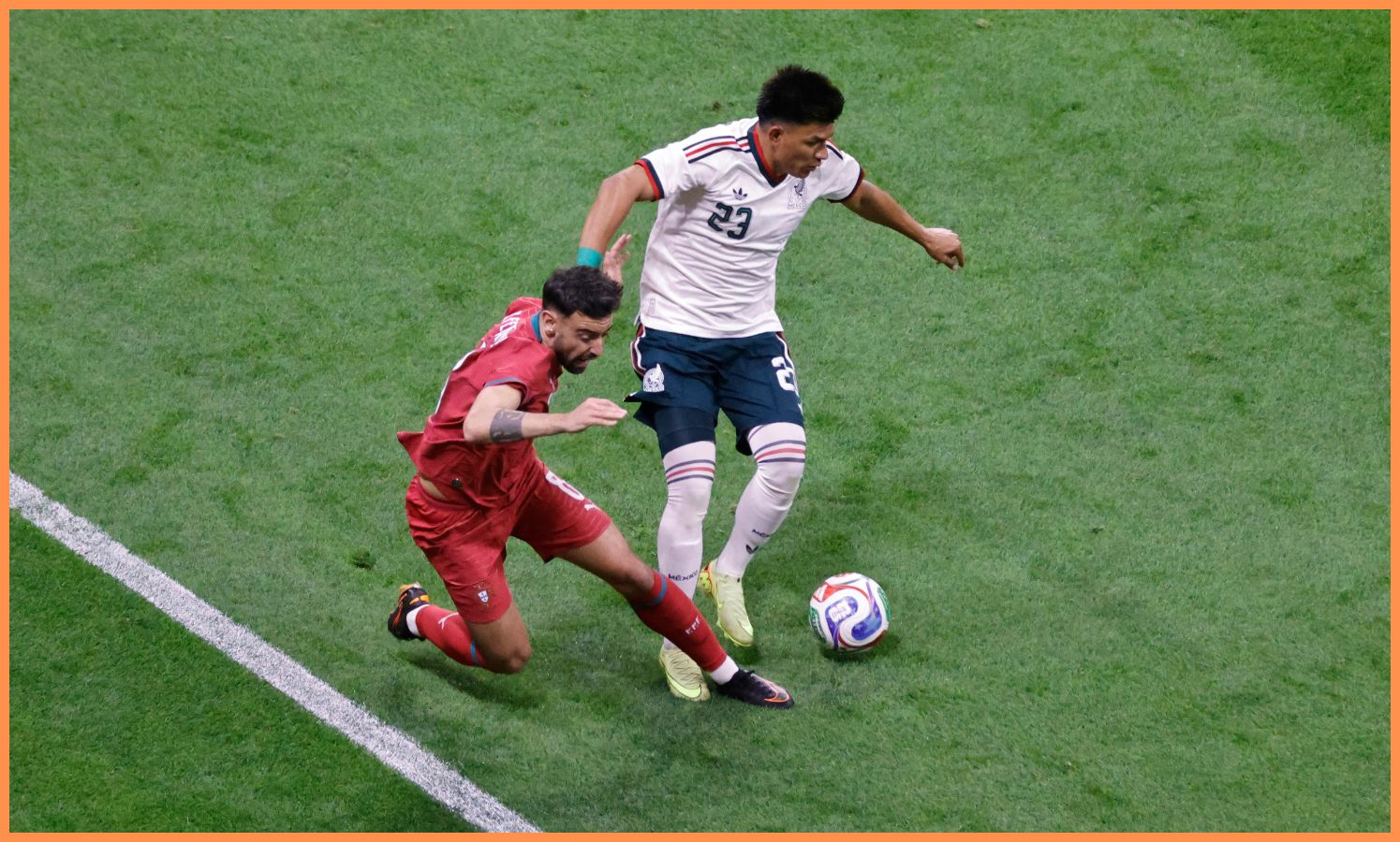 Bruno Fernandes in action for Portugal against Mexico