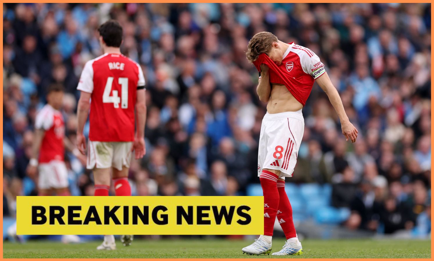 Martin Odegaard reacts after Arsenal's defeat to Manchester City