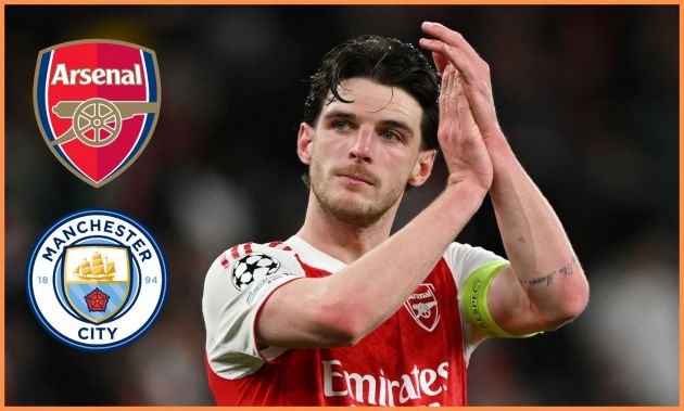 Declan Rice applauds the Arsenal fans