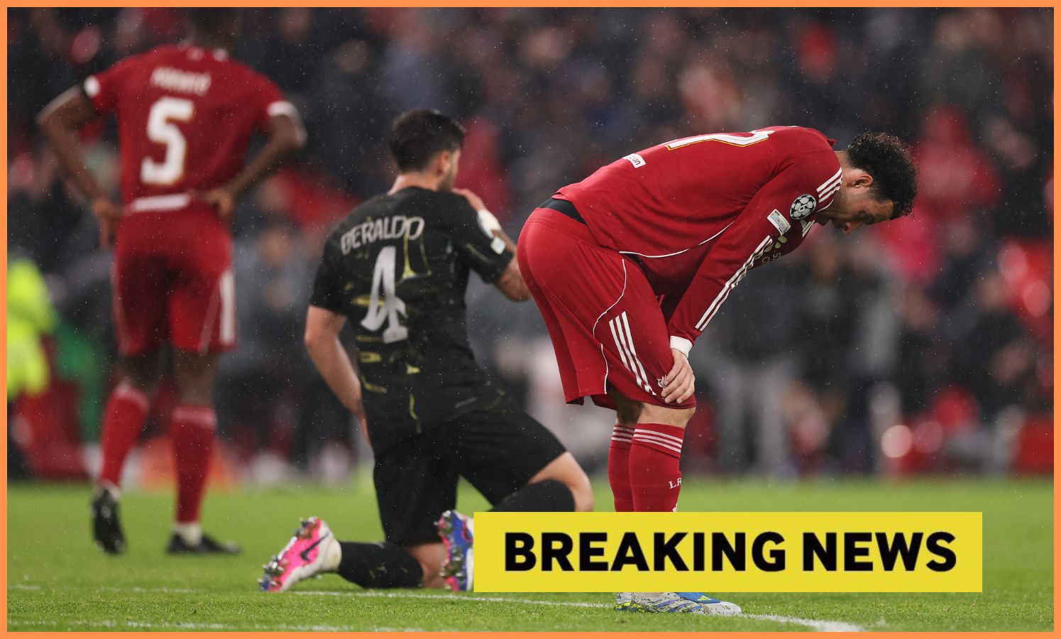 Curtis Jones reacts as Liverpool lose to PSG