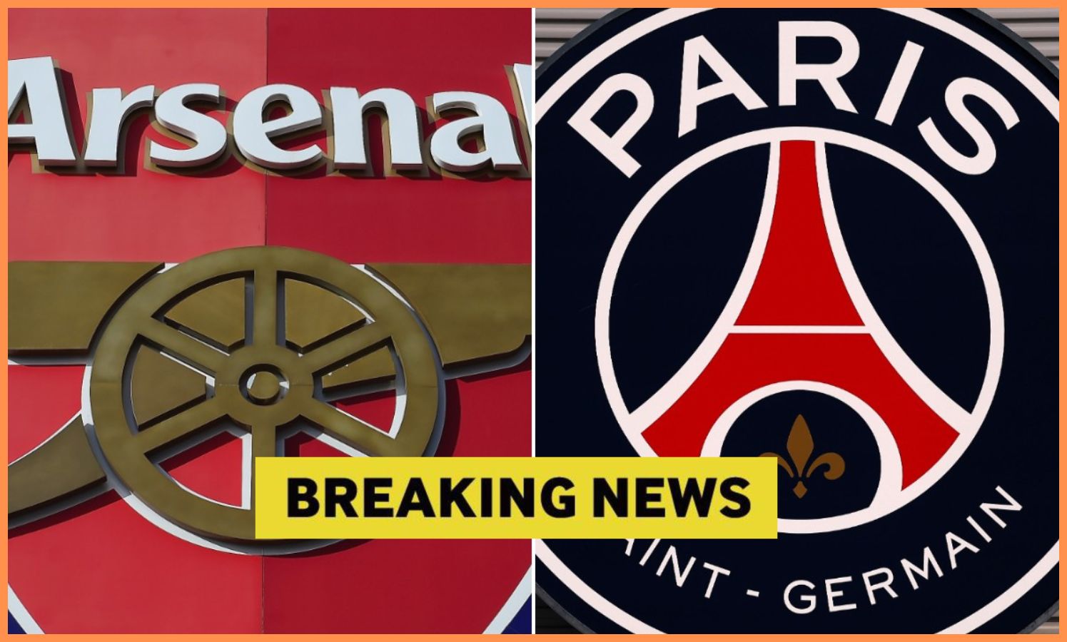 Arsenal and PSG club badges