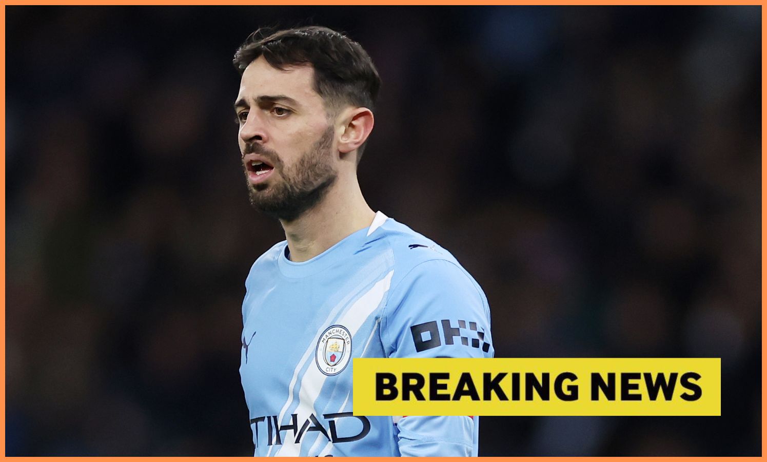 Bernardo Silva and 'breaking news' banner