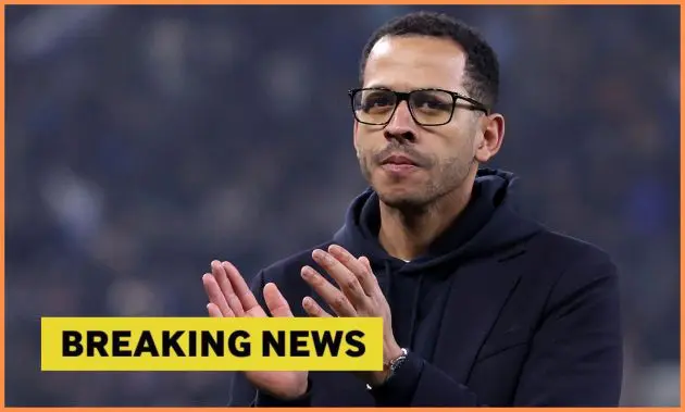 Liam Rosenior and 'breaking news' banner