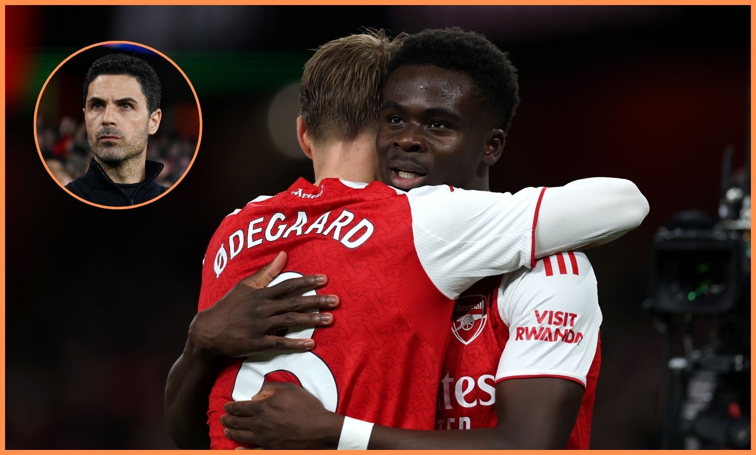 Martin Odegaard, Bukayo Saka, and Mikel Arteta