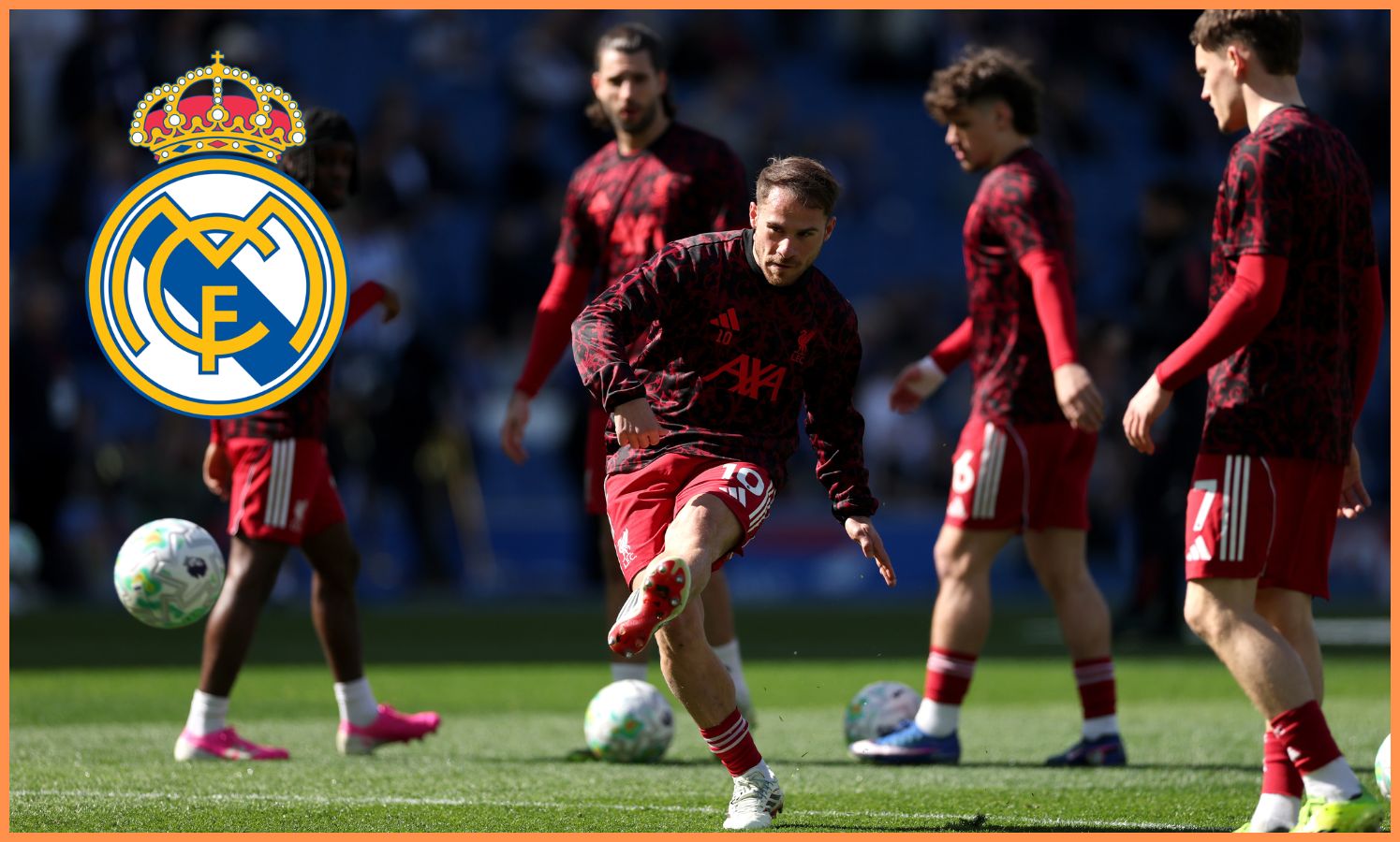Alexis Mac Allister warming up for Liverpool