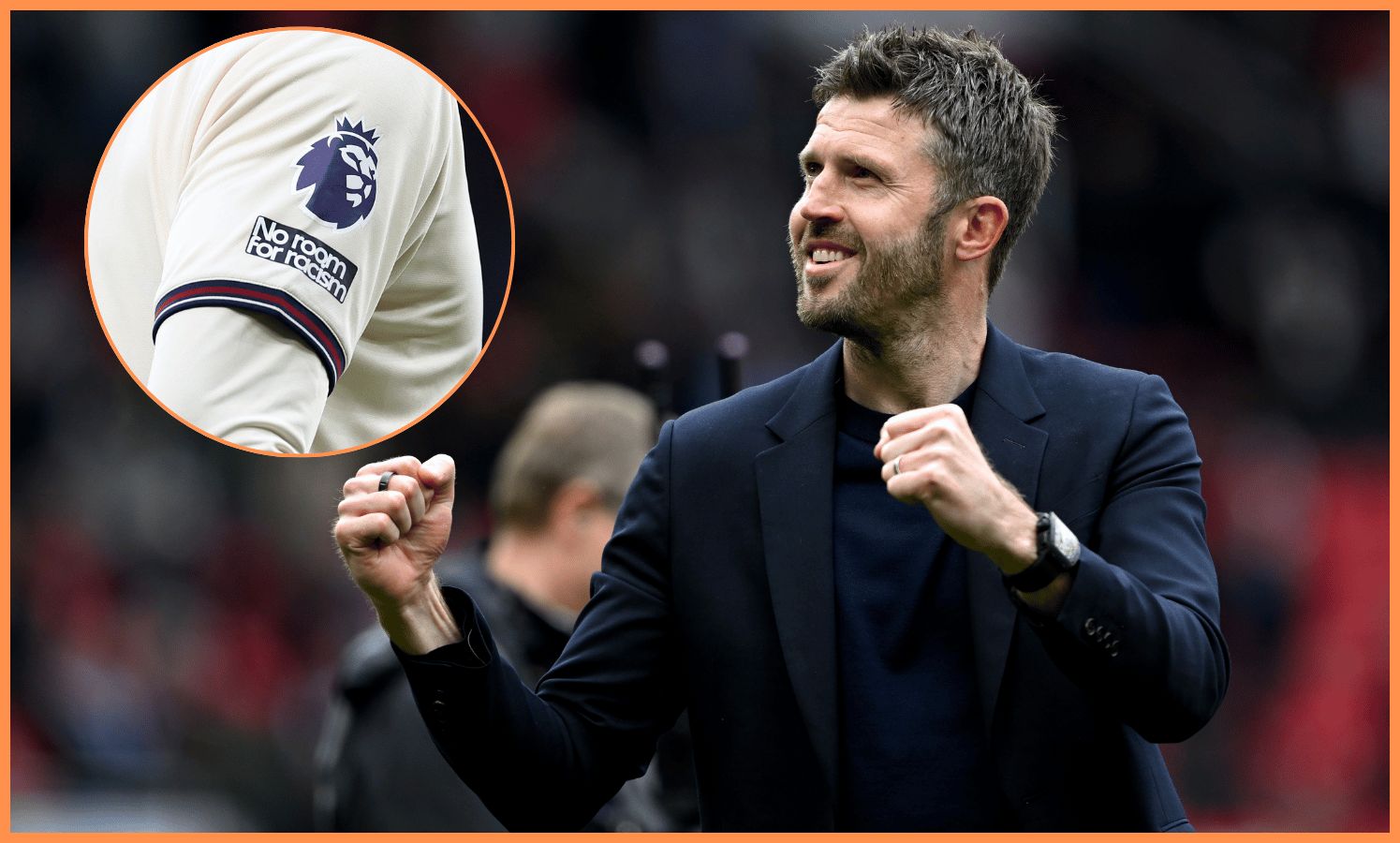 MANCHESTER, ENGLAND - MAY 03: Michael Carrick, Manager of Manchester United, celebrates victory following the Premier League match between Manchester United and Liverpool at Old Trafford on May 03, 2026 in Manchester, England.