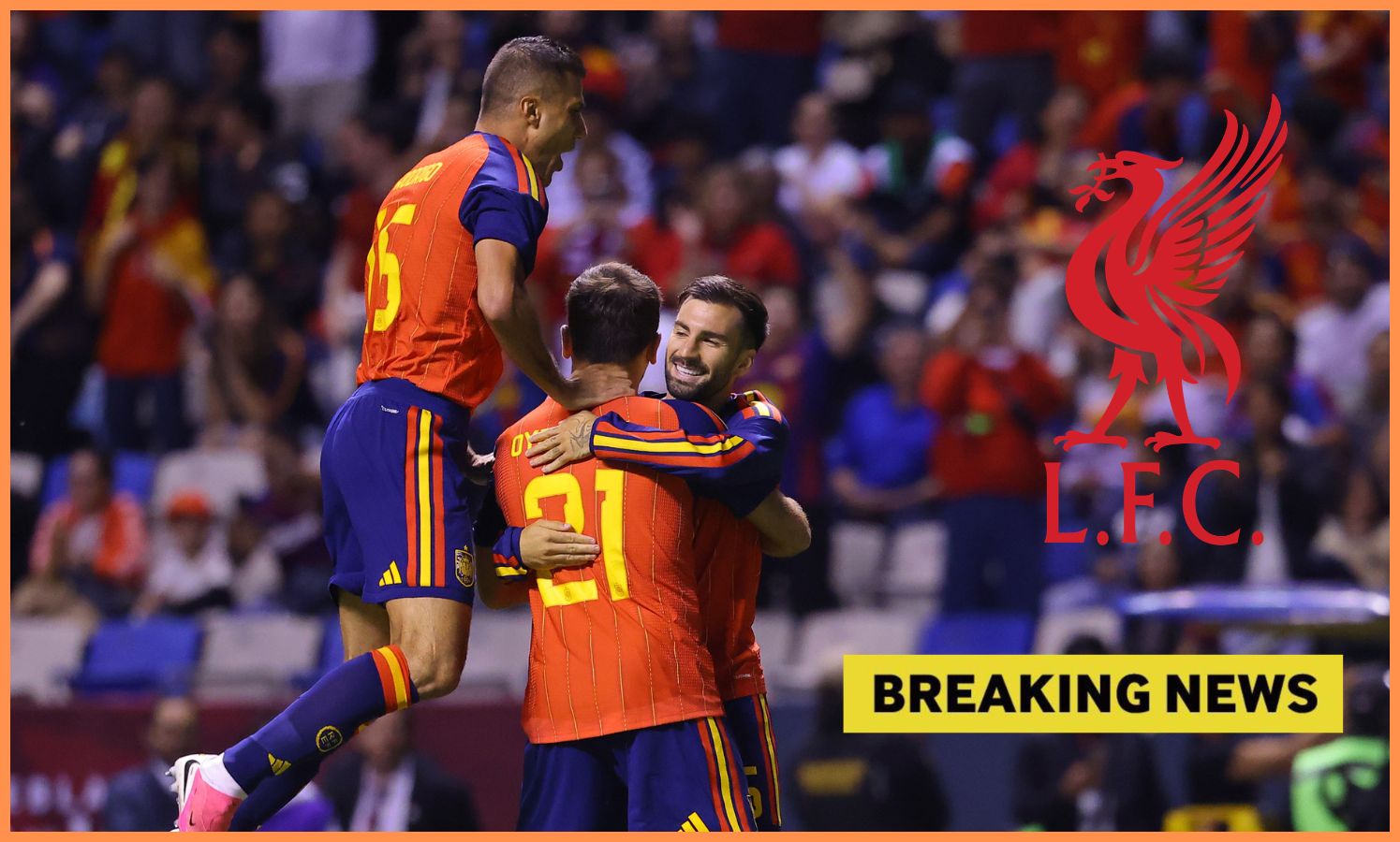Victor Munoz celebrates with his Spain teammates