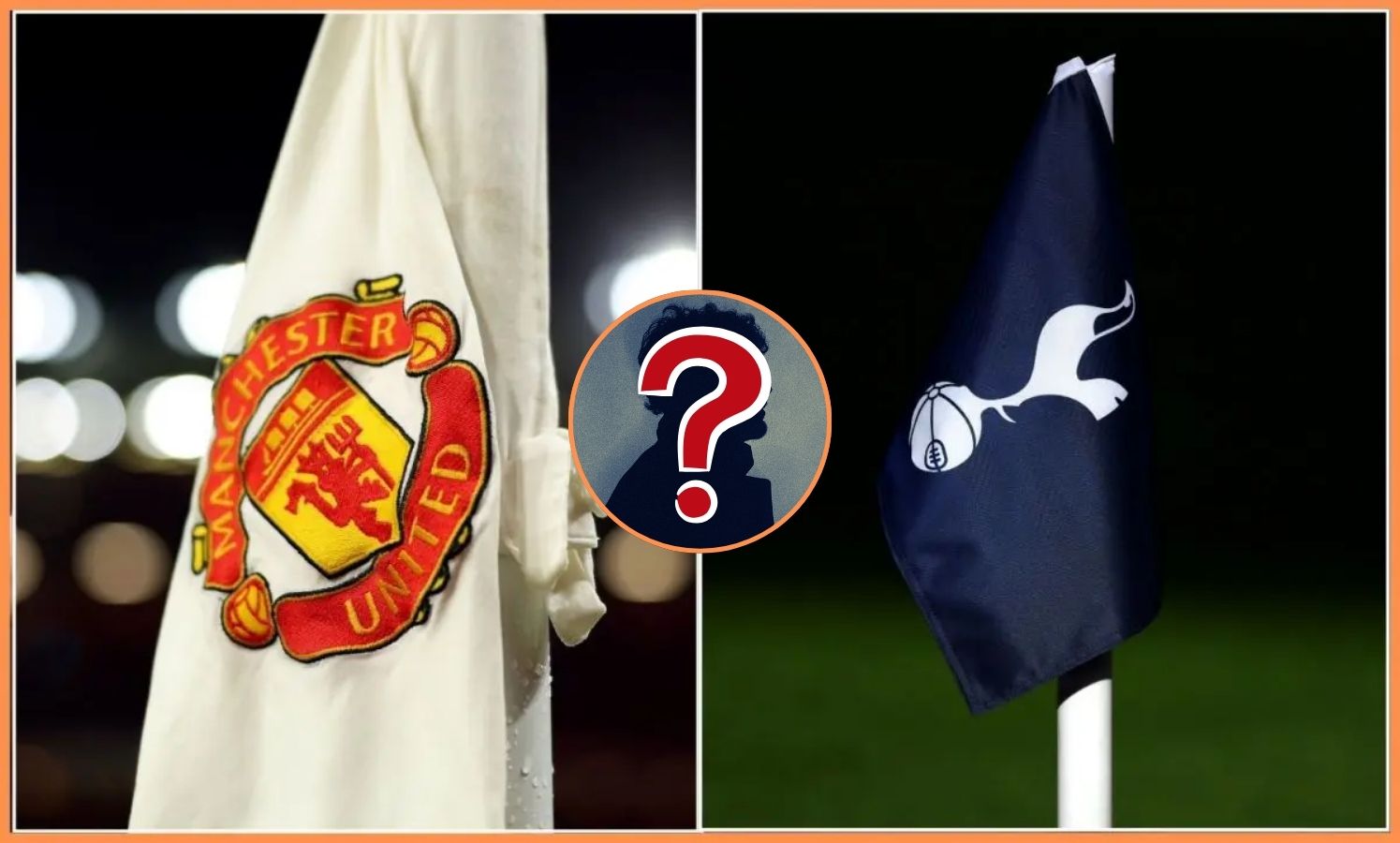Split image of Man United and Spurs flag