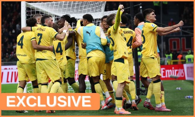 Rafael Leao celebrates with his AC Milan teammates