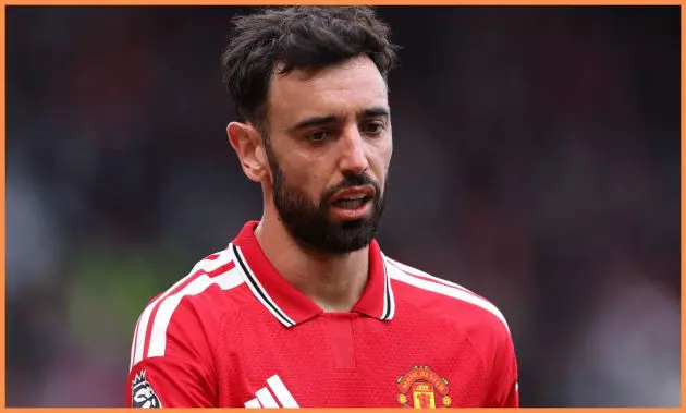 MANCHESTER, ENGLAND - MAY 17: Bruno Fernandes of Manchester United during the Premier League match between Manchester United and Nottingham Forest at Old Trafford on May 17, 2026 in Manchester, England.
