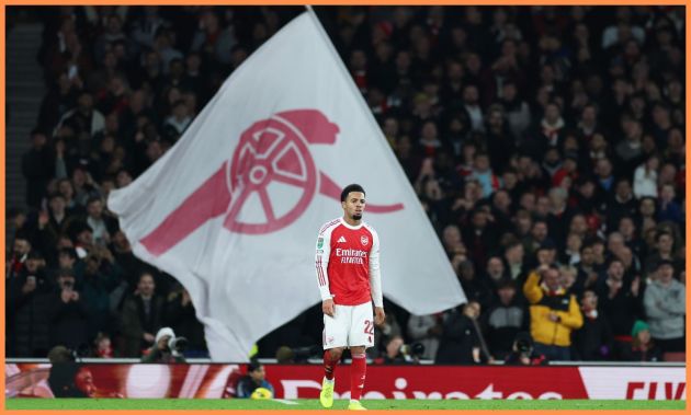 Ethan Nwaneri in action for Arsenal at the Emirates Stadium