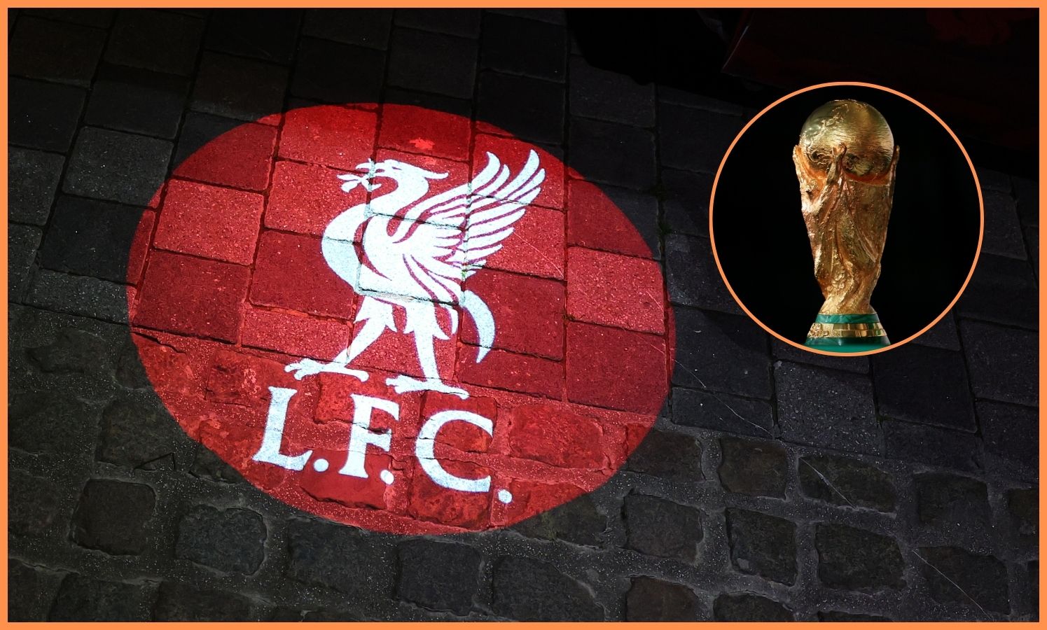 Liverpool FC logo and FIFA World Cup trophy