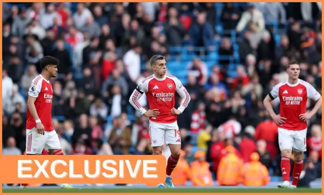 Leandro Trossard and his Arsenal teammates react