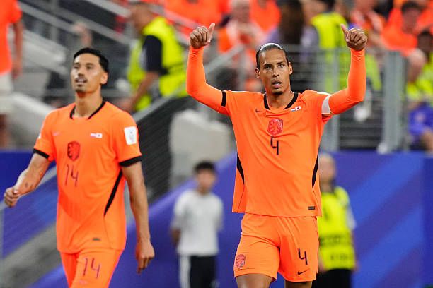 Van Dijk after scoring vs Japan