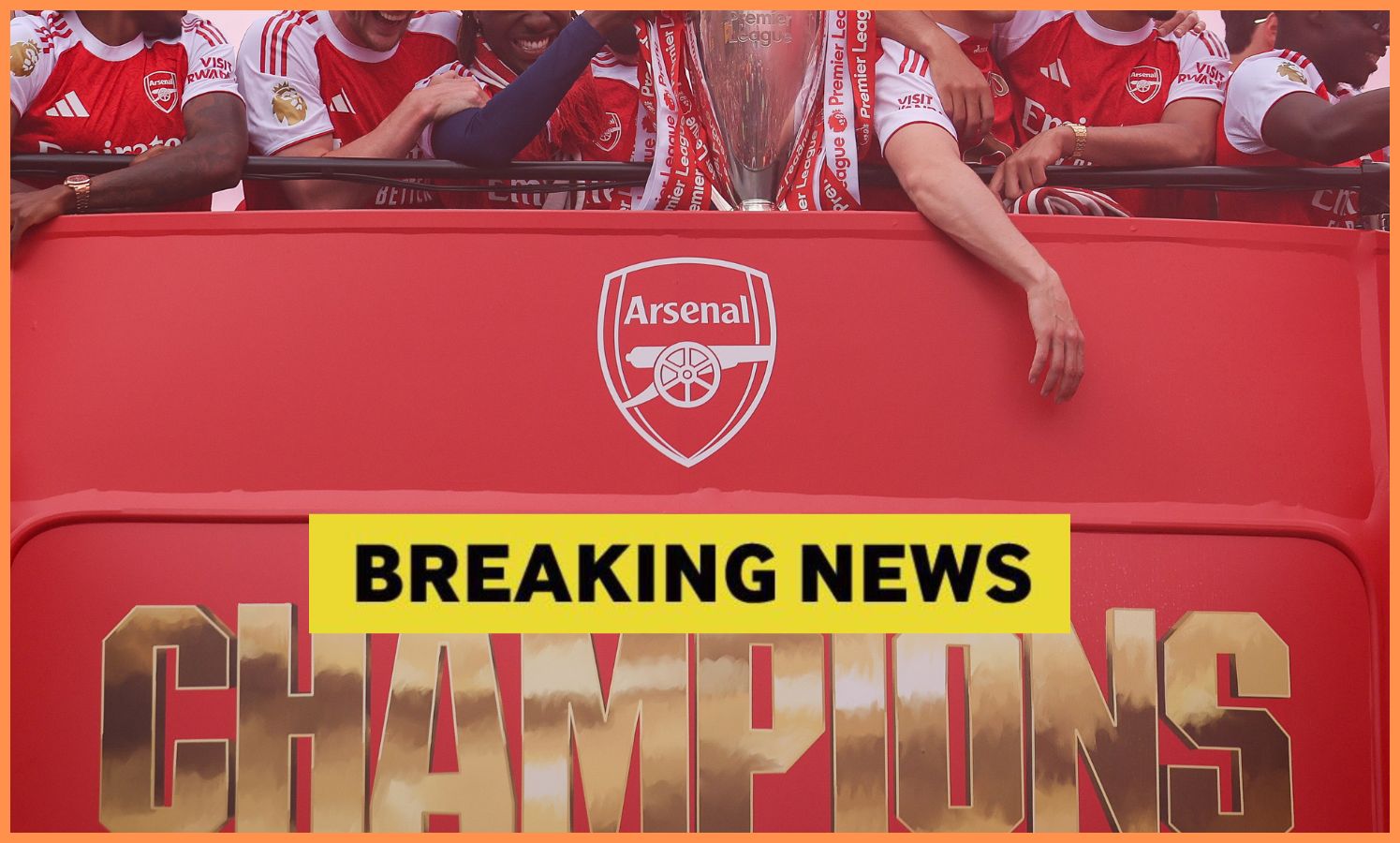 Arsenal FC title celebrations and breaking news banner