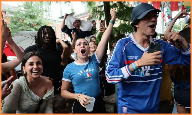 France fans react to a goal at the 2026 World Cup