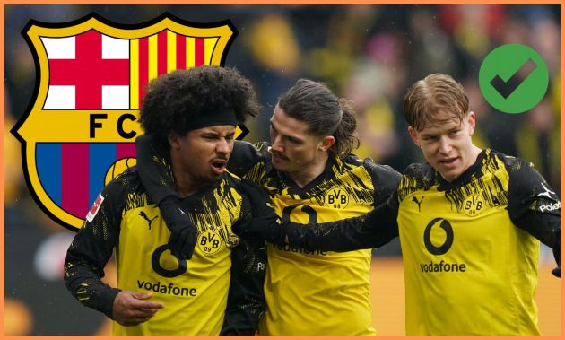 Karim Adeyemi celebrates with his Borussia Dortmund teammates