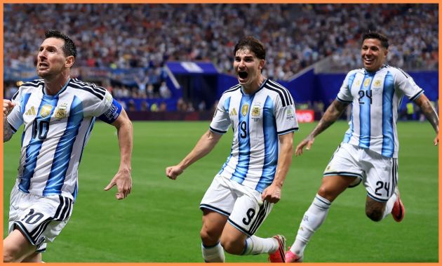 Lionel Messi, Julian Alvarez, and Enzo Fernandez